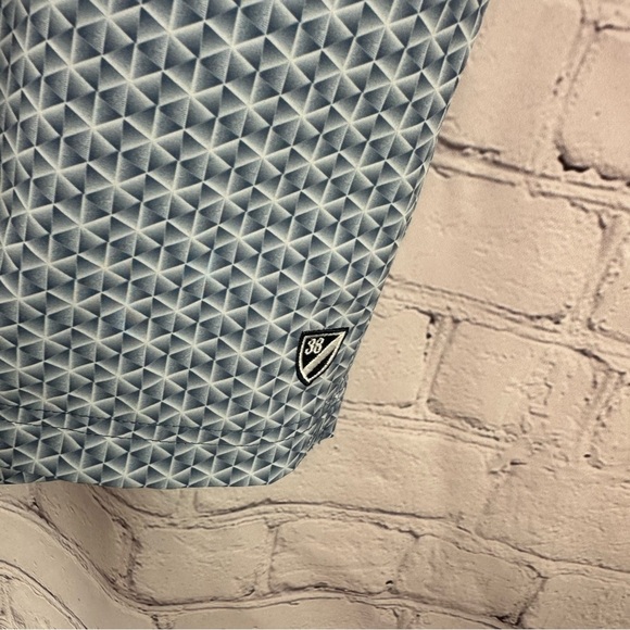 Daniel Cremieux swimwear Blue White geo print 6" Swim Trunks shorts sz L - Picture 2 of 10